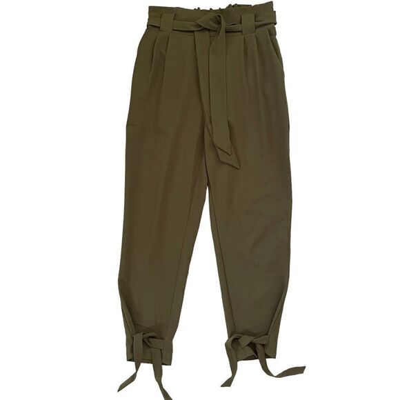 Grace Karin High Waist Belted Bow Tie Paper Bag Tie Ankle Pants - Picture 2 of 16